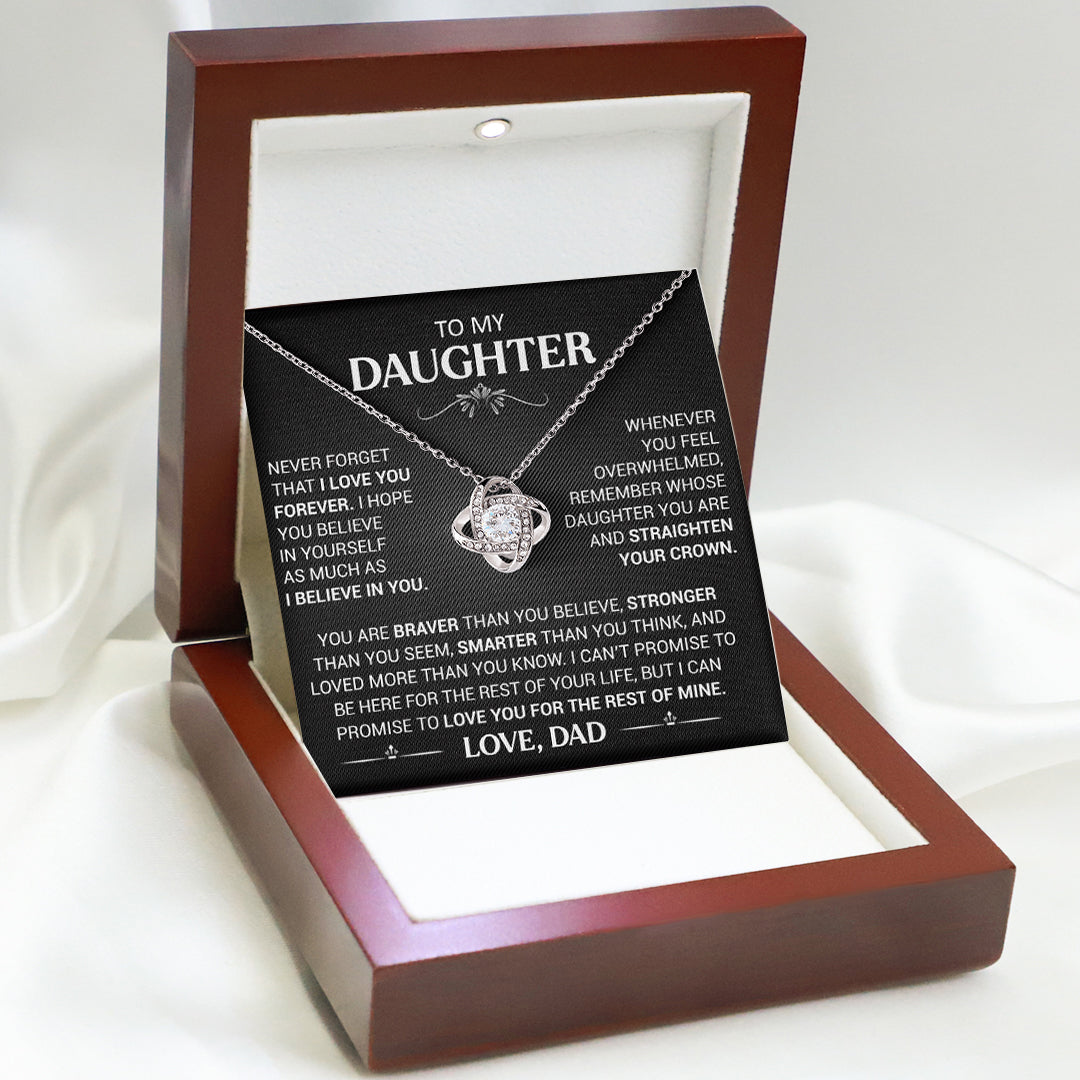 To My Beautiful Daughter - This Old Lion Will Always Have Your Back - Love Knot Necklace