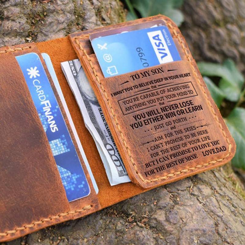 Dad To Son -You Will Never Lose- Leather Bifold Wallet