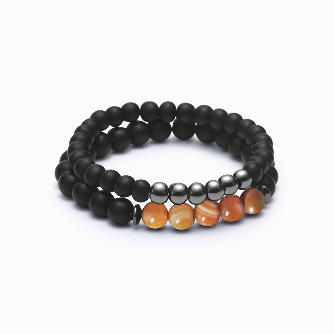 To My Son, Always Here For You Hematite Agate Protection Bracelet Set