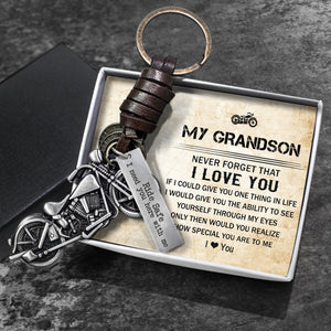 Motorcycle Keychain - Biker - To My Grandson - Ride Safe, I Need You Here With Me