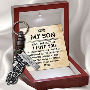 Motorcycle Keychain - Biker - To My Son - Ride Safe, I Need You Here With Me