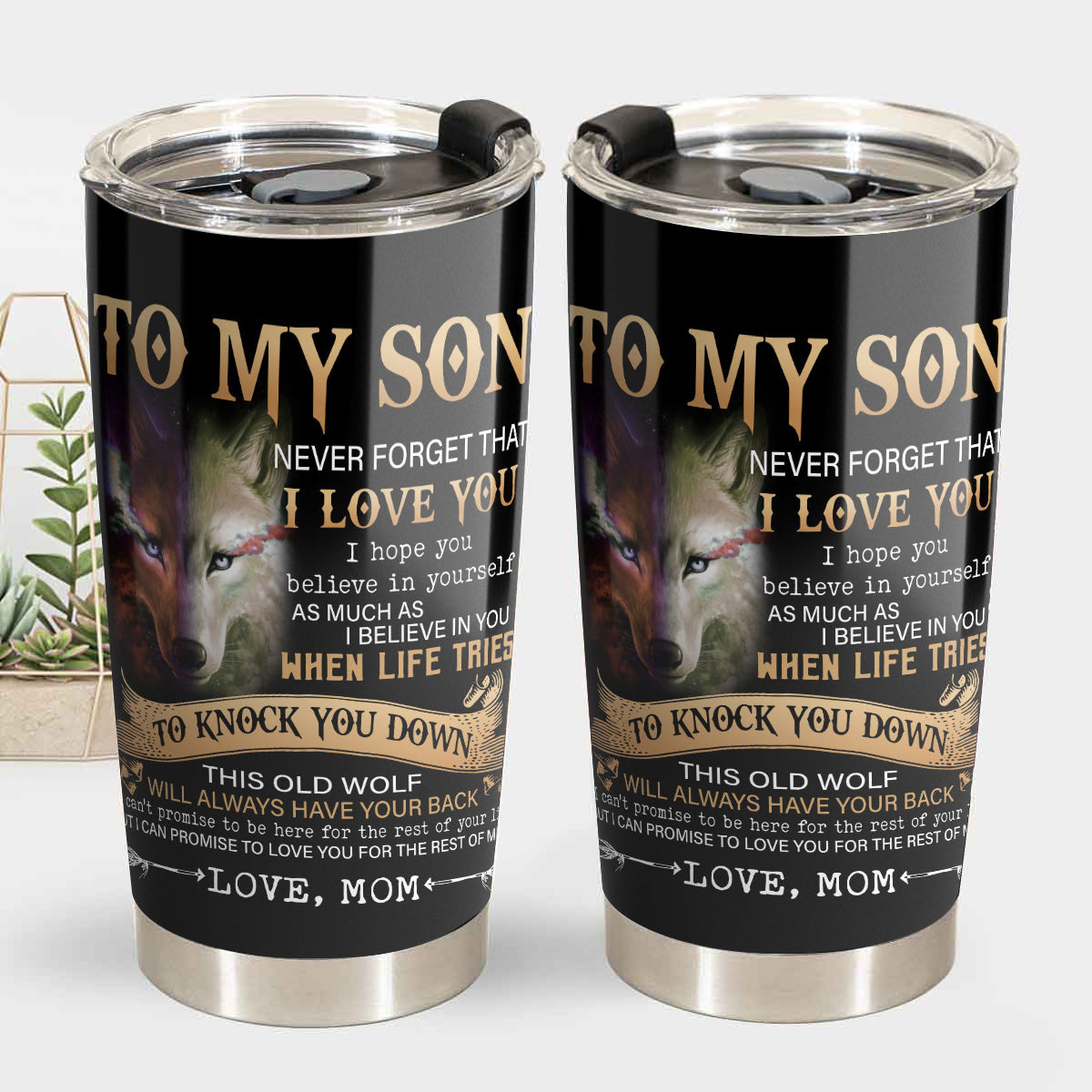 To My Son Tumbler From Parents Wolf When Life Knock You Down