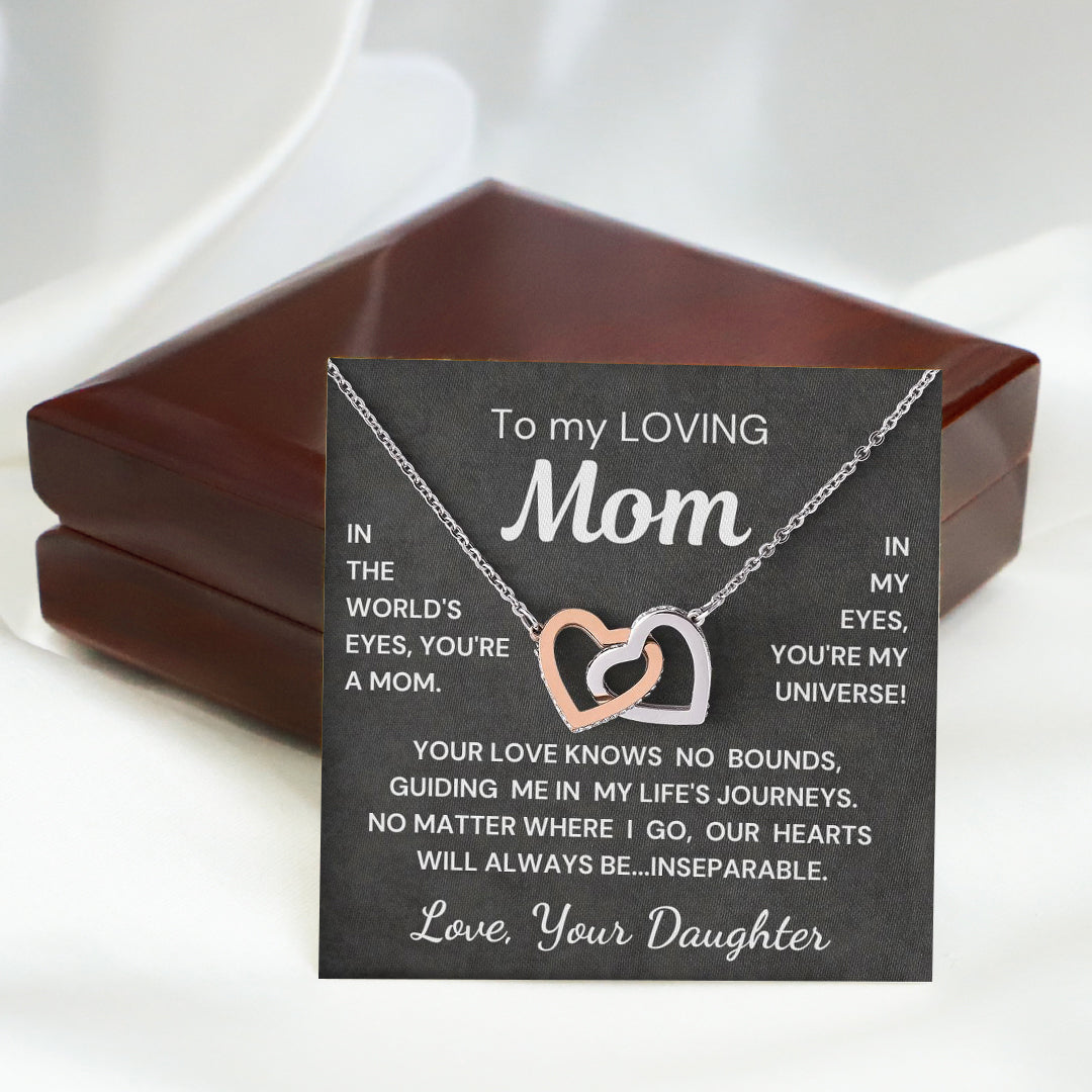 Gift for Mom from Daughter - Inseparable Hearts - Interlocking Hearts