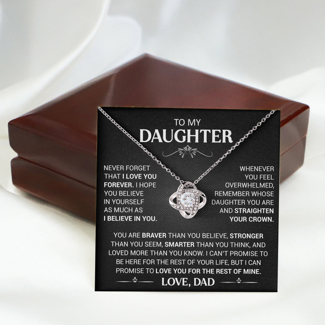 To My Beautiful Daughter - This Old Lion Will Always Have Your Back - Love Knot Necklace