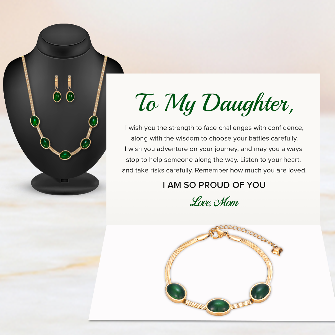 To My Daughter, I Am So Proud of You Emerald Jewelry Set