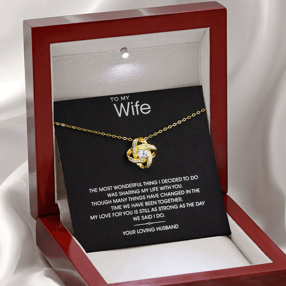 To My Wonderful Wife Silver Love knot necklace