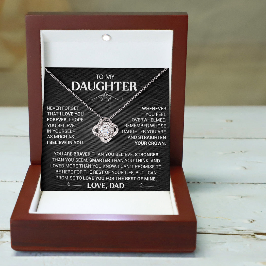 To My Beautiful Daughter - This Old Lion Will Always Have Your Back - Love Knot Necklace