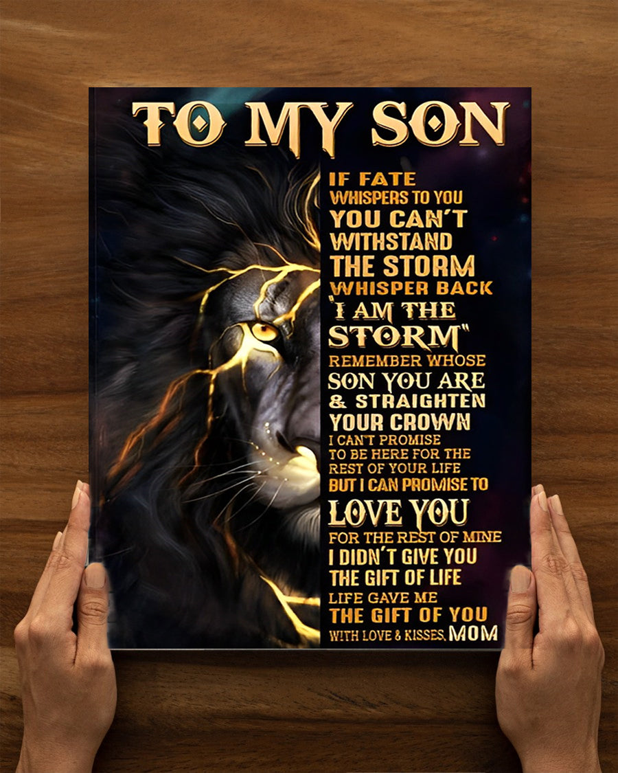 To My Son The Storm Lighting Lion Straighten Your Crown Love You Family Gift From Mom Canvas Poster