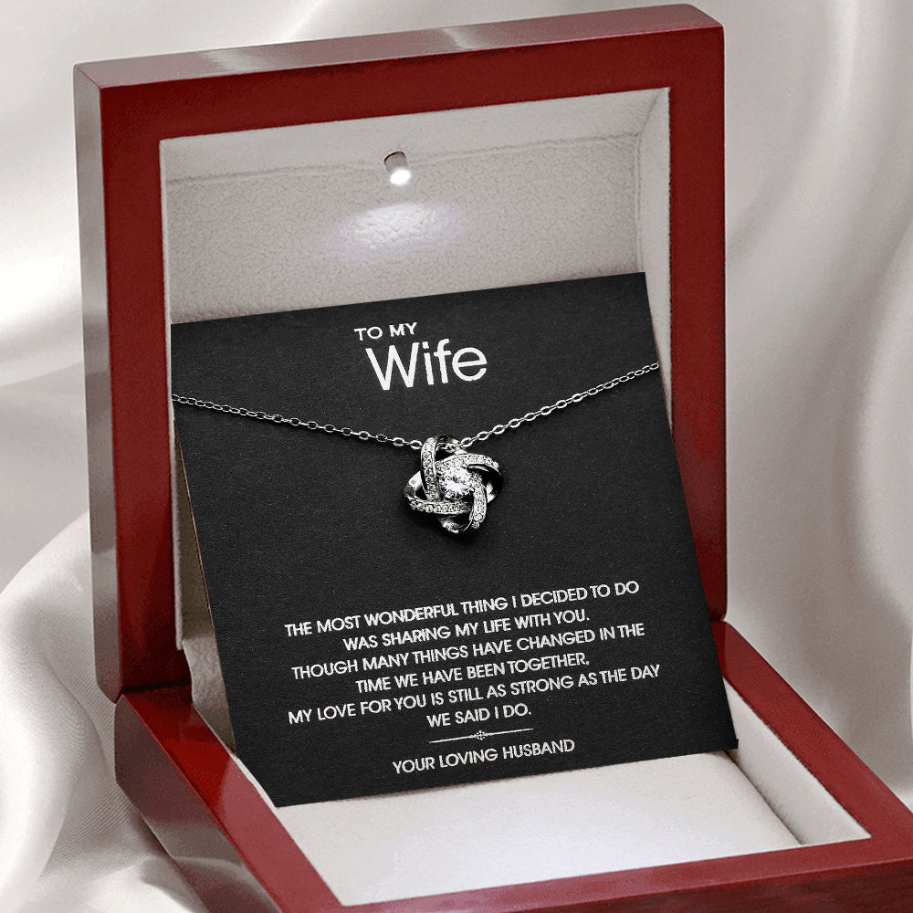 To My Wonderful Wife Silver Love knot necklace