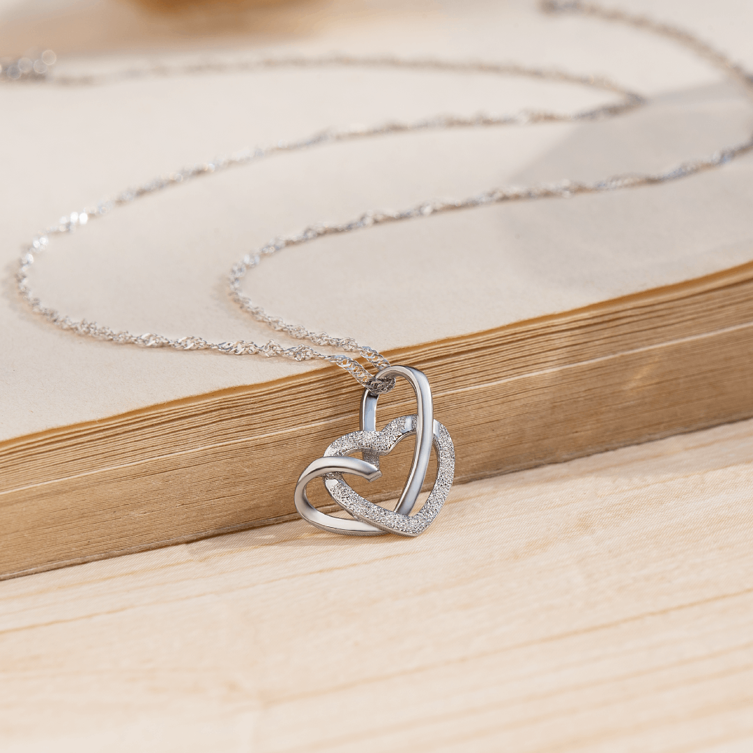 To My Daughter, Our Hearts Are Always Linked Together Interlocking Heart Necklace