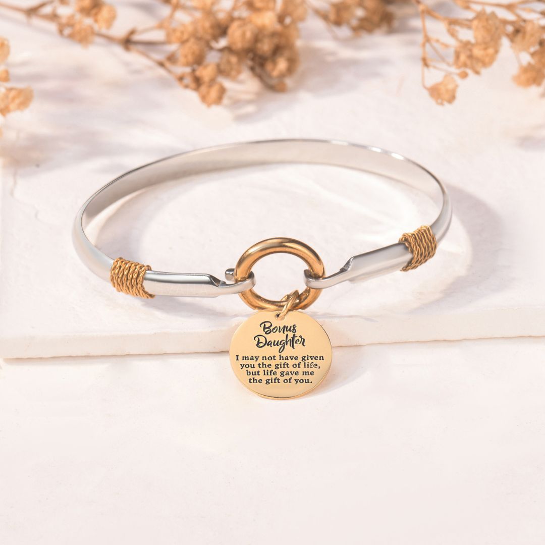 To My Bonus Daughter, Life Gave Me The Gift of You Two-Tone Bracelet