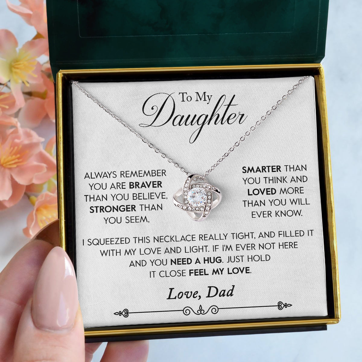 To My Daughter | "Feel My Love" | Love Knot Necklace