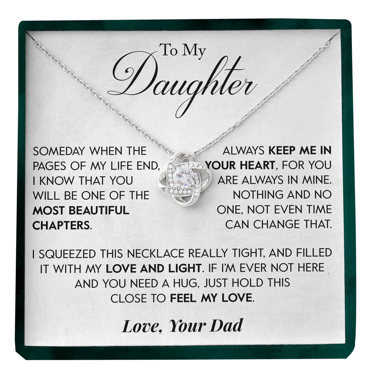 To My Daughter | "Pages of my Life" | Love Knot Necklace