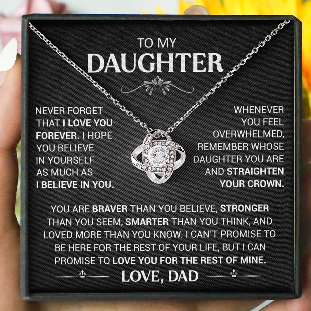To My Beautiful Daughter - This Old Lion Will Always Have Your Back - Love Knot Necklace