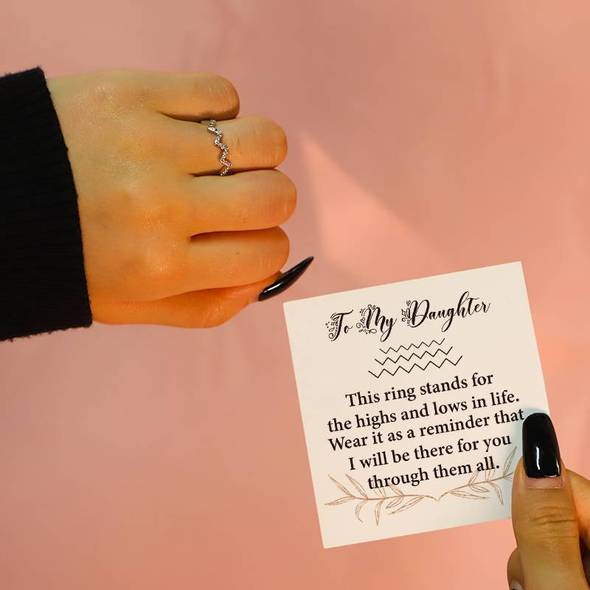 To My Daughter - Highs And Lows - Adjustable Inspirational Ring