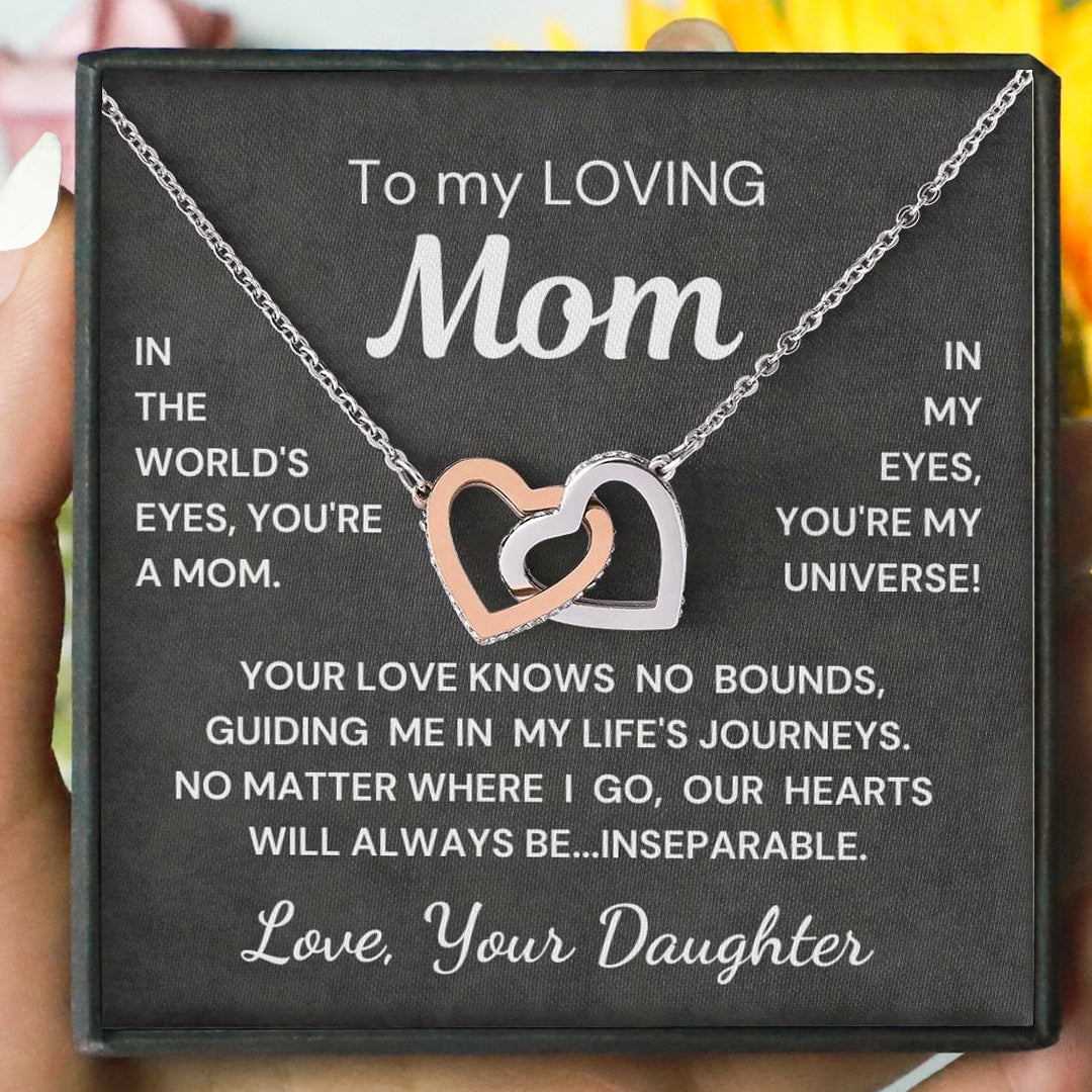 Gift for Mom from Daughter - Inseparable Hearts - Interlocking Hearts
