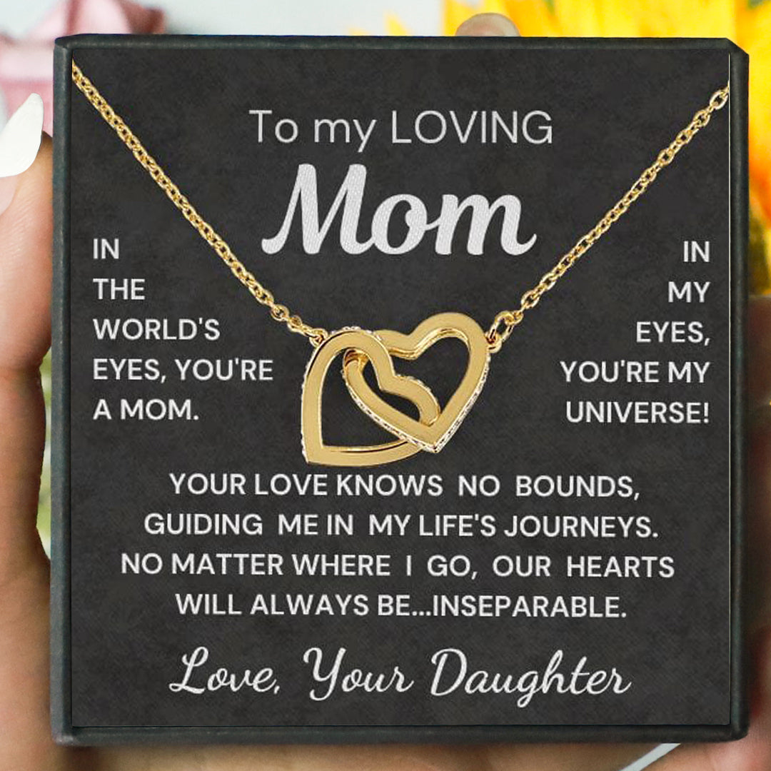 Gift for Mom from Daughter - Inseparable Hearts - Interlocking Hearts