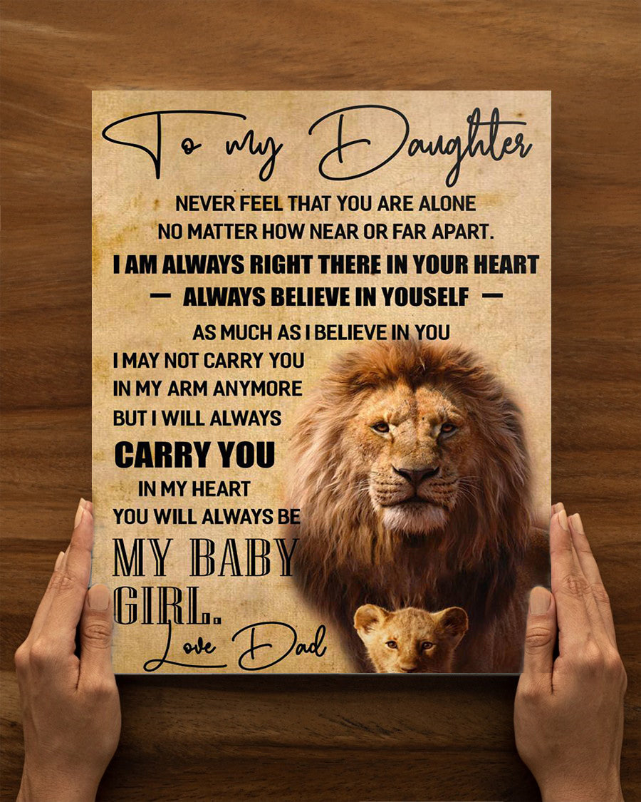 Papa And Baby Lion To My Daughter I Will Carry You In My Heart Love Dad