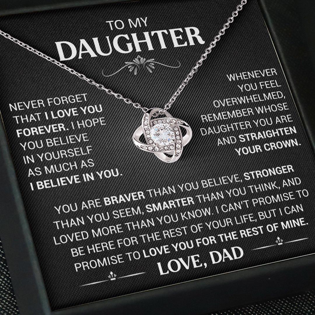 To My Beautiful Daughter - This Old Lion Will Always Have Your Back - Love Knot Necklace