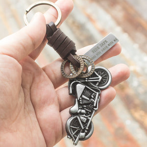 Motorcycle Keychain - Biker - To My Grandson - Ride Safe, I Need You Here With Me