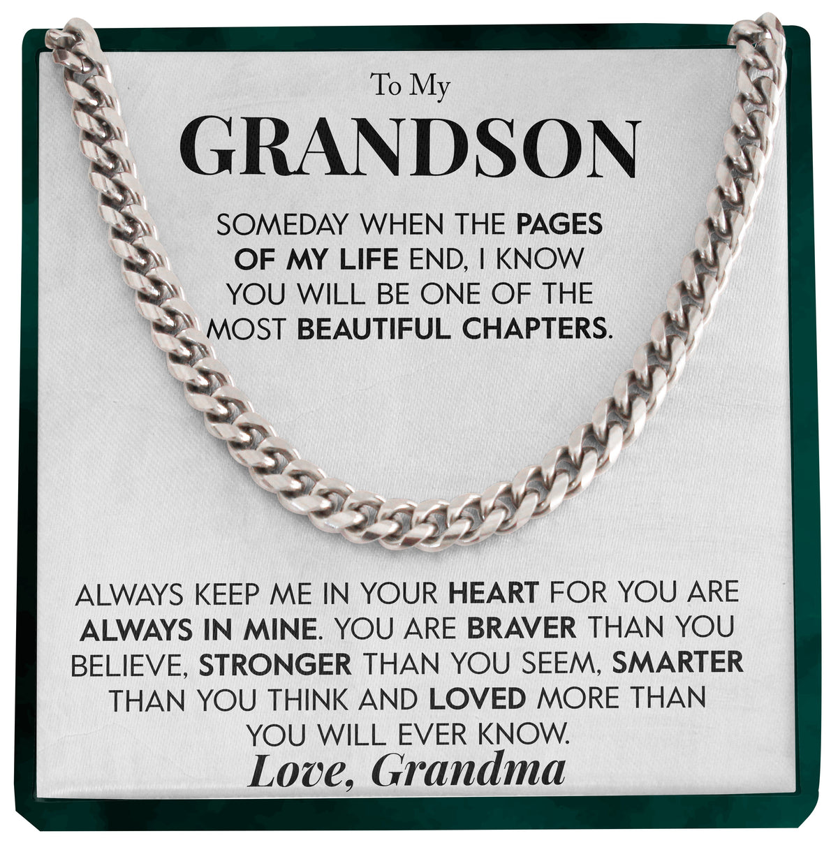 To My Grandson | "Pages of my Life" | Cuban Neck Chain