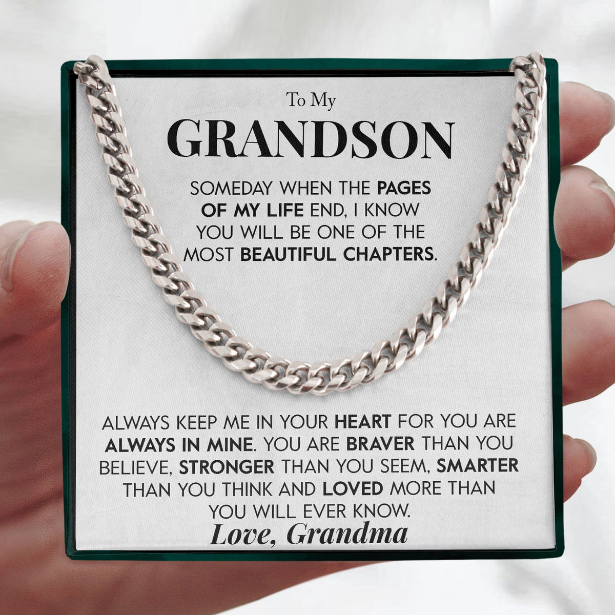 To My Grandson | "Pages of my Life" | Cuban Neck Chain
