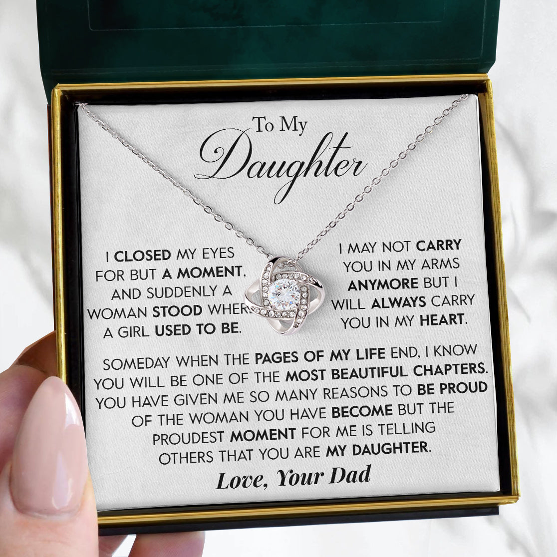 To My Daughter | "Proud of You" | Love Knot Necklace