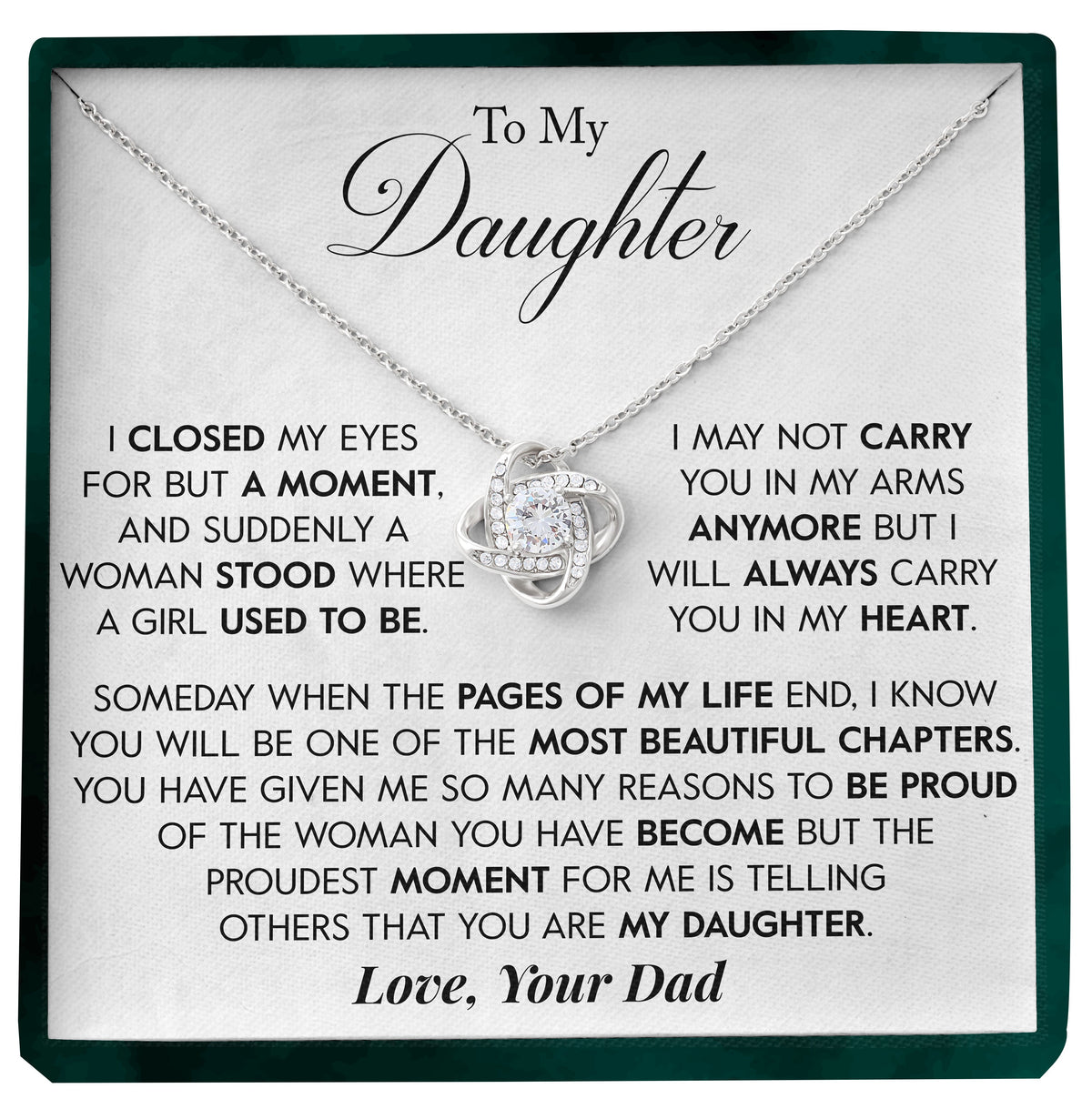 To My Daughter | "Proud of You" | Love Knot Necklace