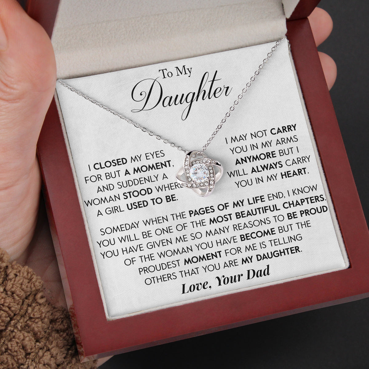 To My Daughter | "Proud of You" | Love Knot Necklace