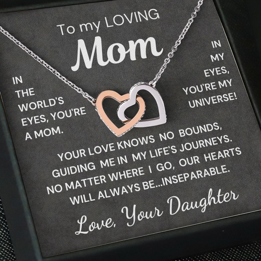 Gift for Mom from Daughter - Inseparable Hearts - Interlocking Hearts
