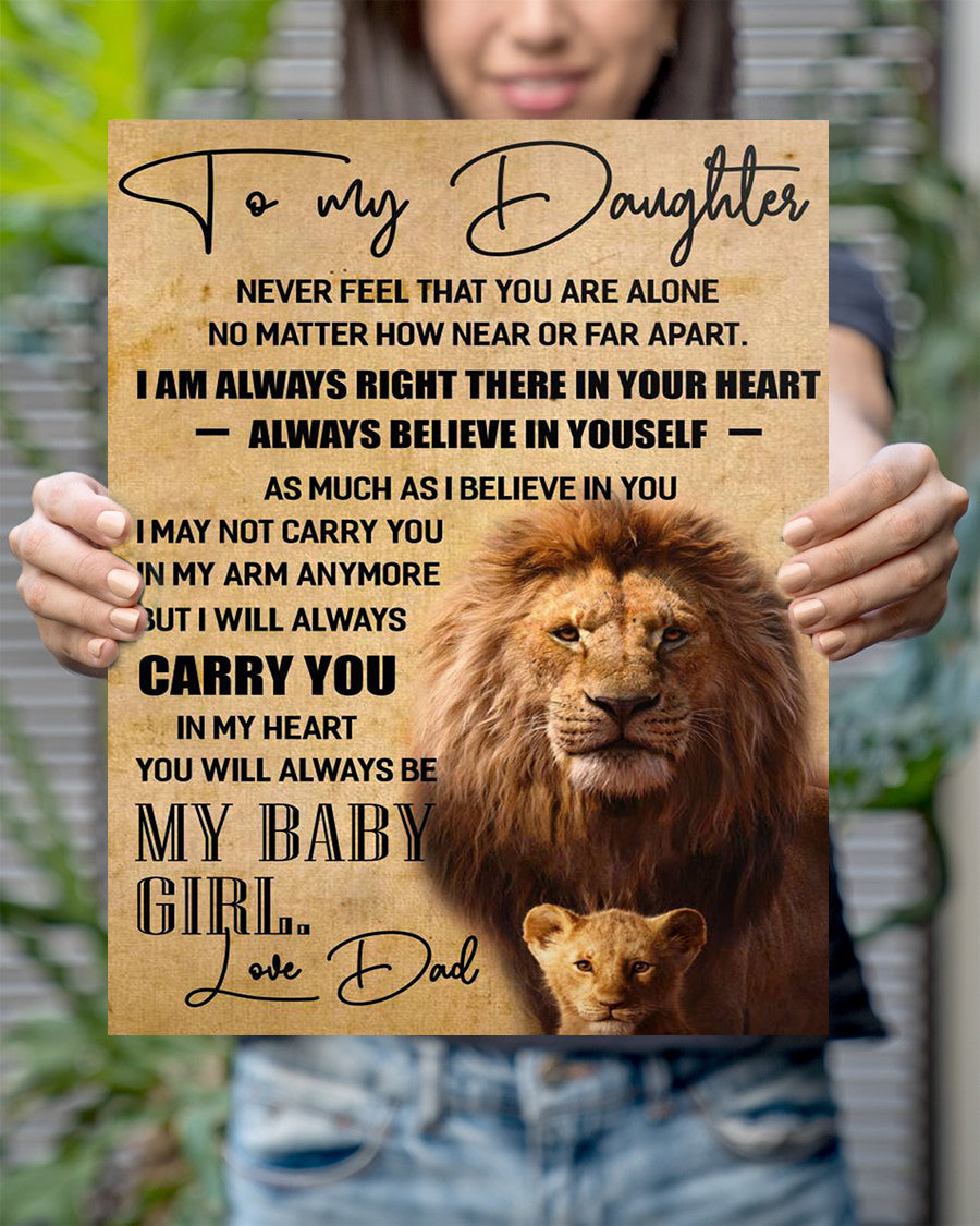 Papa And Baby Lion To My Daughter I Will Carry You In My Heart Love Dad