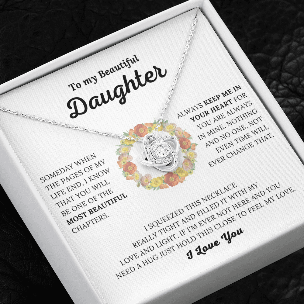 Gift for Daughter - Keep Me In Your Heart - Love Knot Necklace