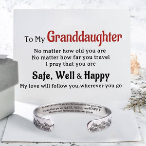 For Granddaughter - I Pray You Safe, Well And Happy Wave Cuff Bracelet