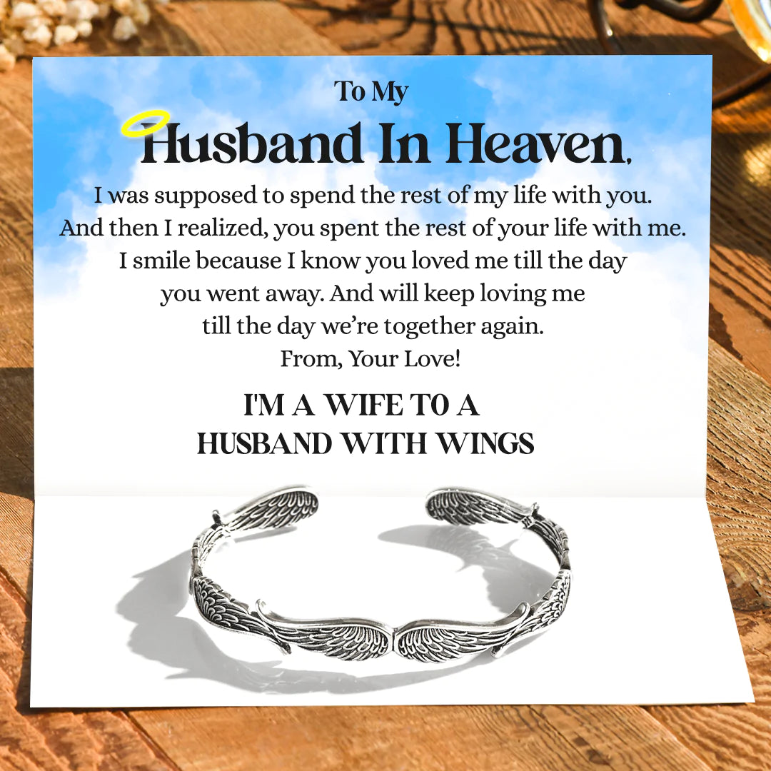 To My Husband in Heaven Vintage Angel Wings Bracelet