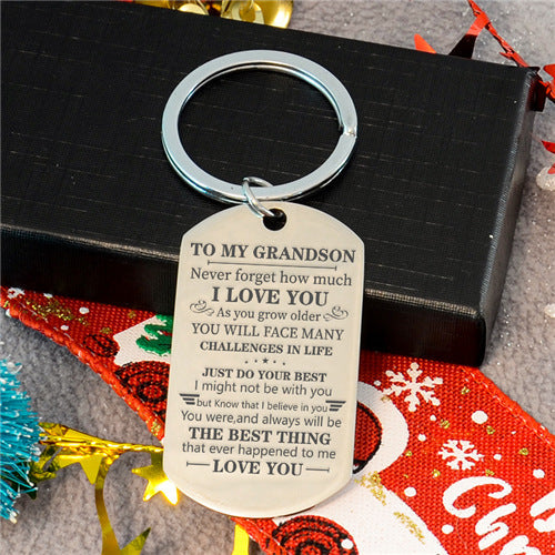 To My Grandson - Just Do Your Best - Keychain