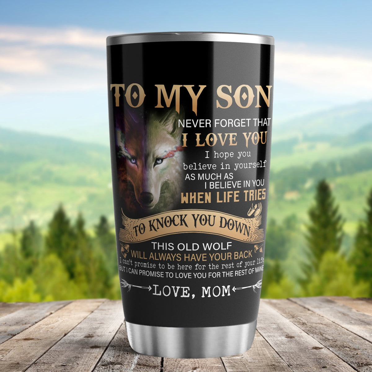 To My Son Tumbler From Parents Wolf When Life Knock You Down
