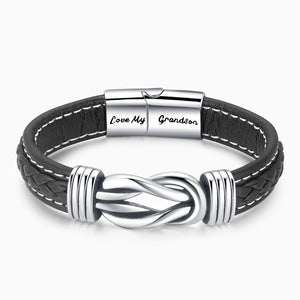 "Grandmother and Grandson Forever Linked Together" Braided Leather Bracelet