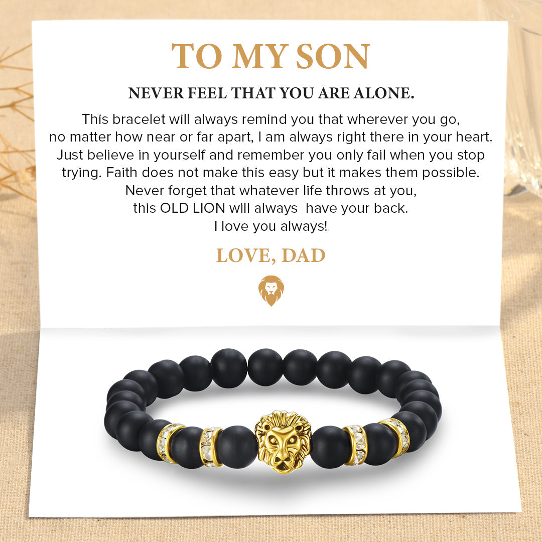 To My Son, I Will Always Have Your Back Beaded Lion Bracelet