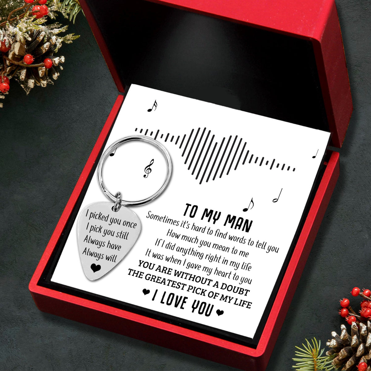 Guitar Pick Keychain - To My Man - How Much You Mean To Me