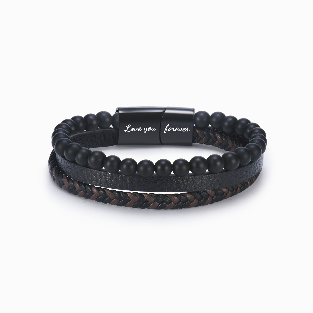 To My Grandson, I'll Always Be With You Volcanic Stone Calming Anxiety Bracelet
