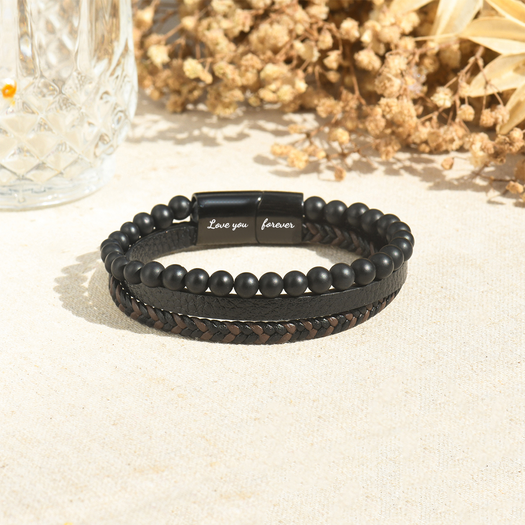 To My Grandson, I'll Always Be With You Volcanic Stone Calming Anxiety Bracelet