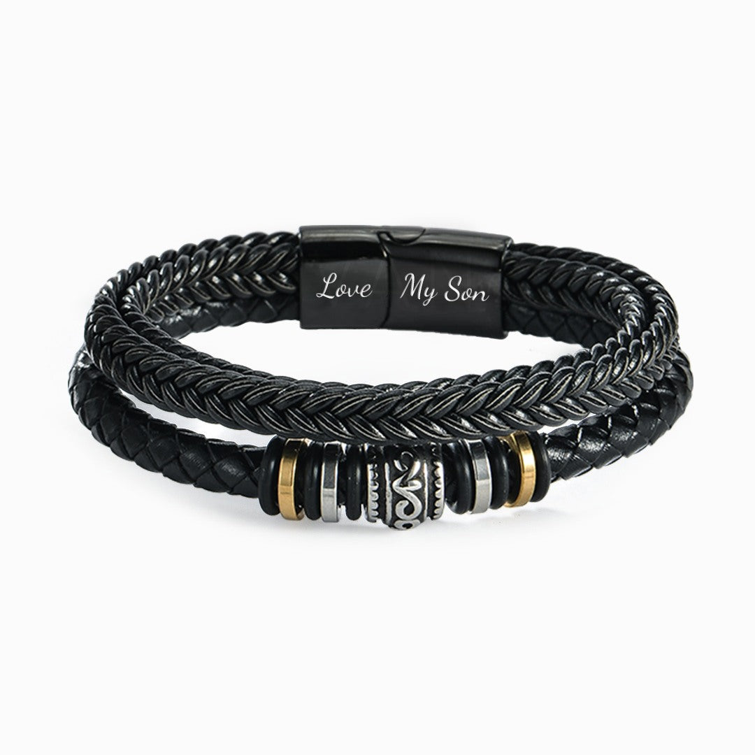 To My Son, I’ll Always Have Your Back Leather Bracelet