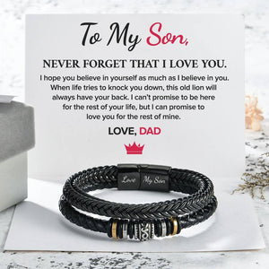 To My Son, I’ll Always Have Your Back Leather Bracelet