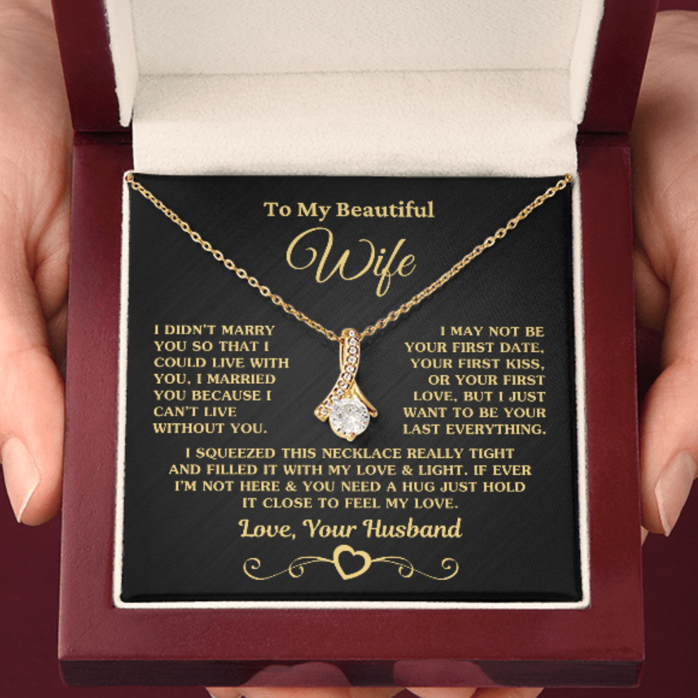 Gift for Wife "I Can't Live Without You" Gold Necklace