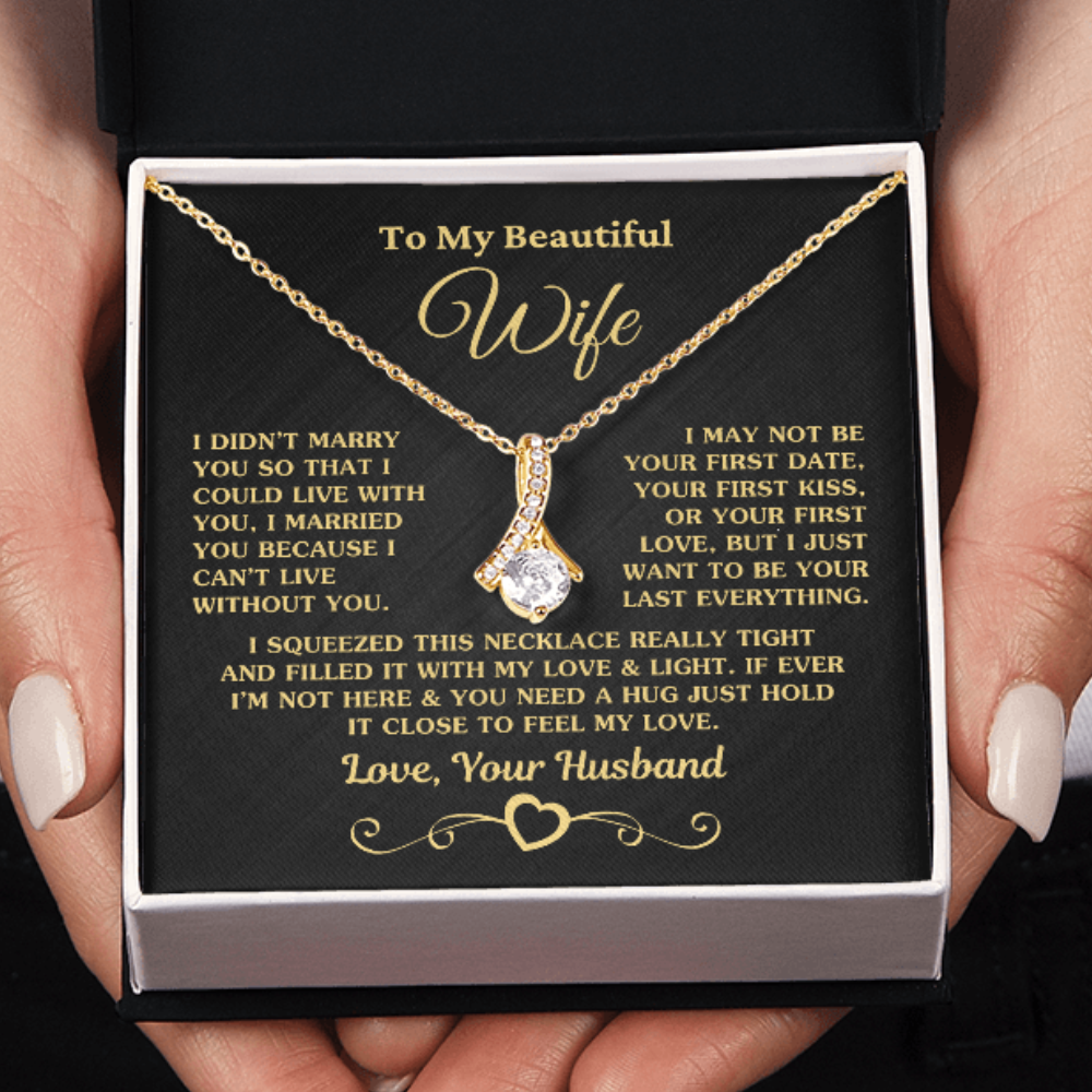 Gift for Wife "I Can't Live Without You" Gold Necklace