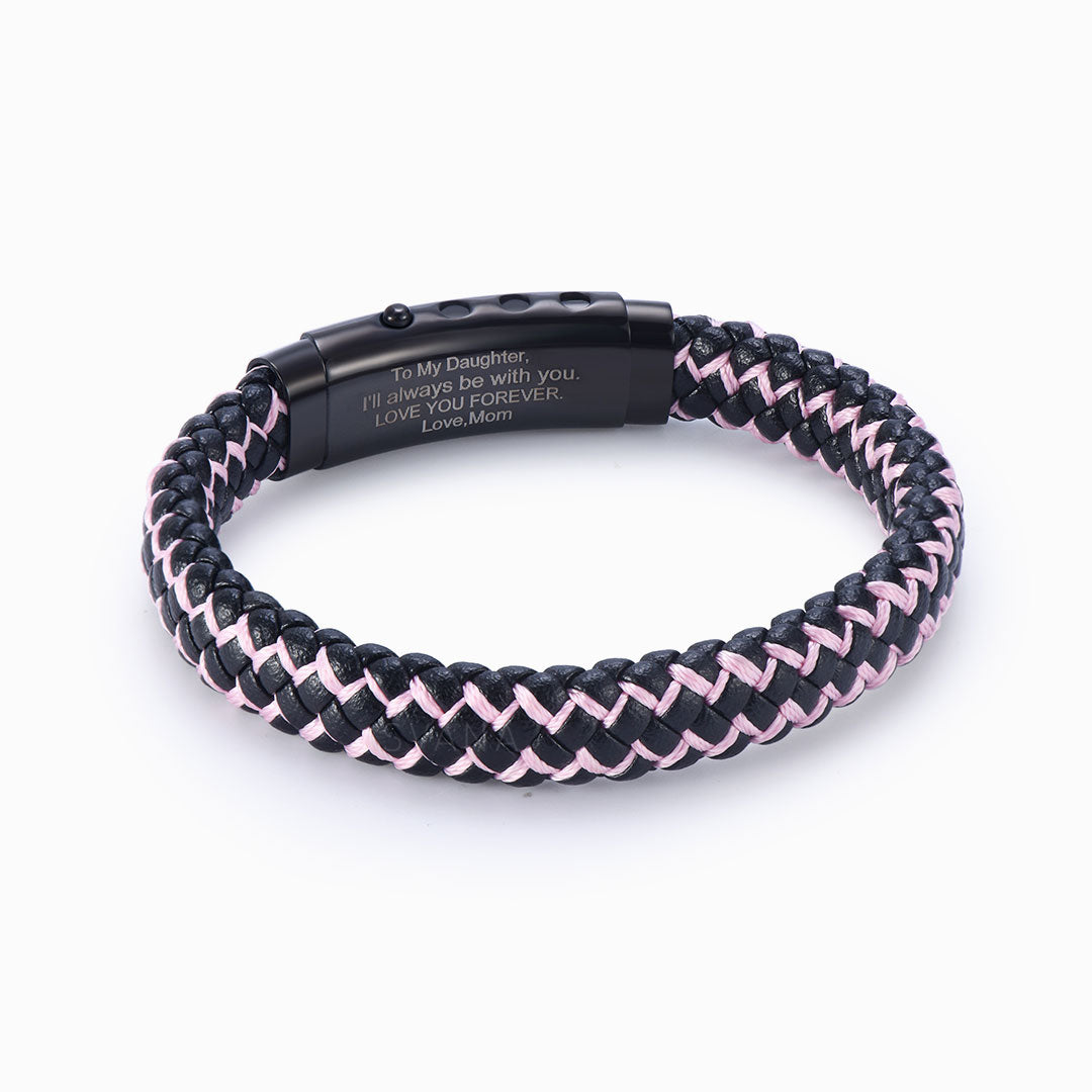 To My Daughter, Love You Forever Two-toned Leather Braided Bracelet