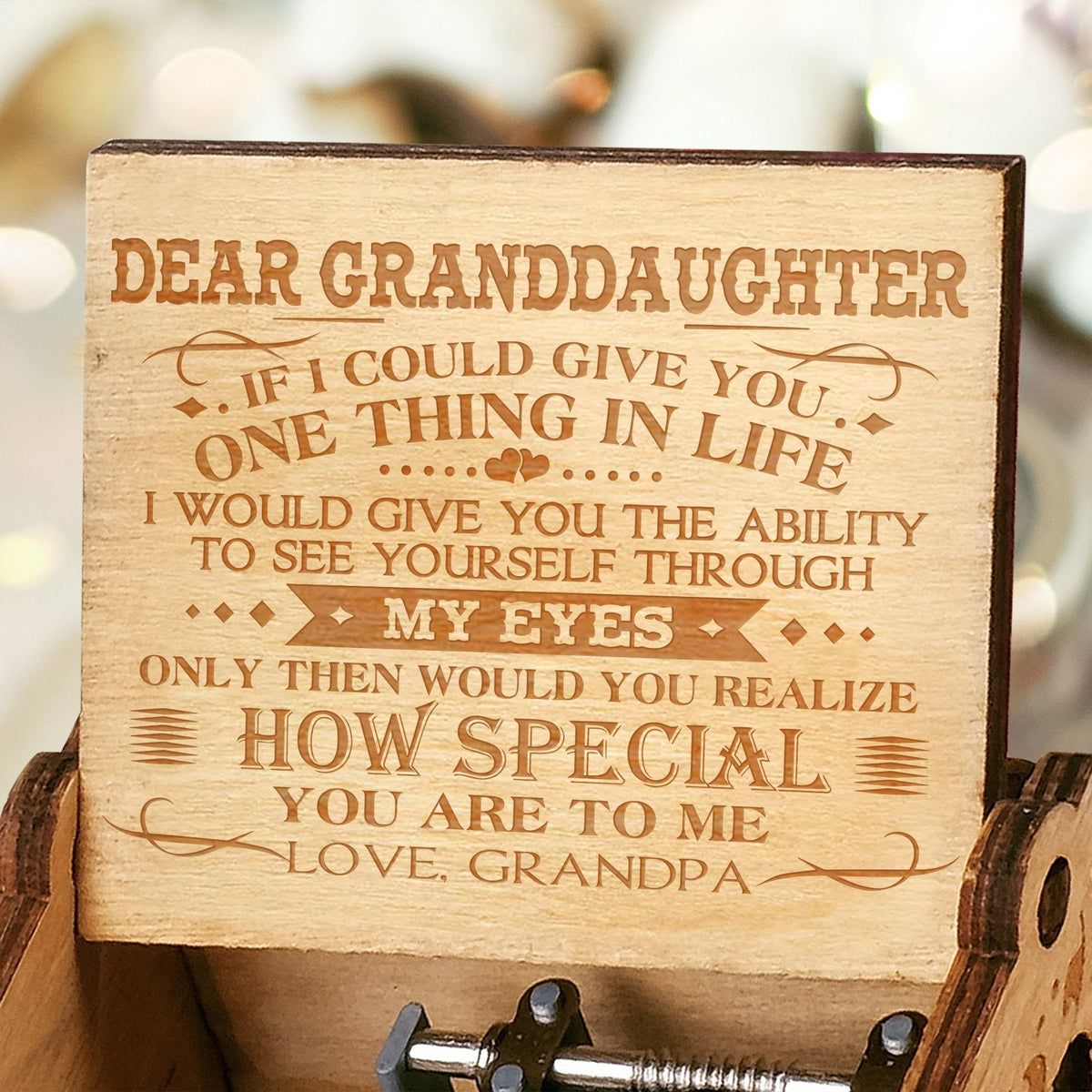 Grandpa To Granddaughter - How Special You Are To Me - New Engraved Music Box