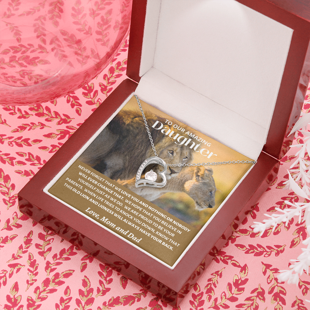 Amazing Daughter - Mom and Dad Old Lions - Forever Love Necklace