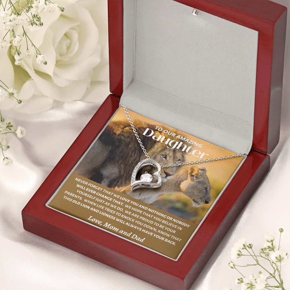 Amazing Daughter - Mom and Dad Old Lions - Forever Love Necklace