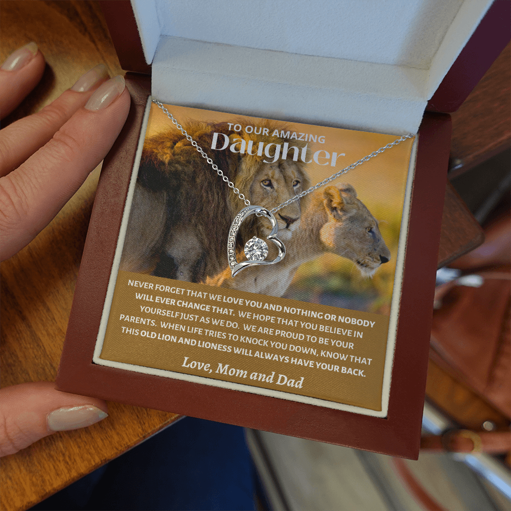 Amazing Daughter - Mom and Dad Old Lions - Forever Love Necklace